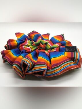 XL Mexican Sarape Colorful Rainbow Striped Hair Scrunchie